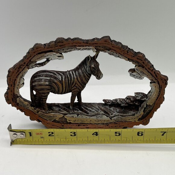 Wildlife Collectibles Hand Carved Bark Zebra Sculpture 7.5"x5" Unique By Horiz - Picture 11 of 14